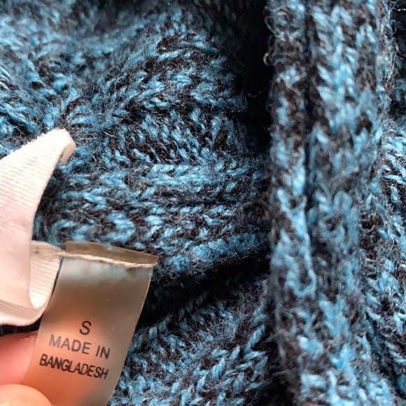 NY Collection Cowl neck fringe hem women’s Pullover sweater Small teal green - Picture 4 of 5